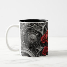 Taza Bicolor Acero y rosas 021