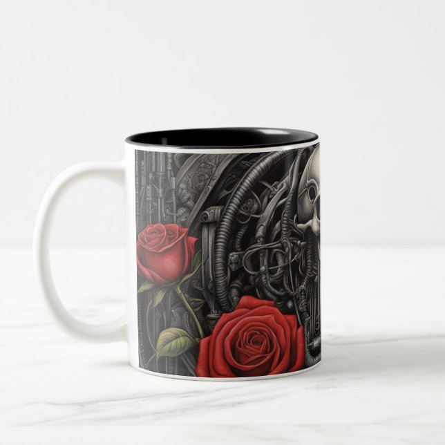 Taza Bicolor Acero y rosas 022 (Izquierda)