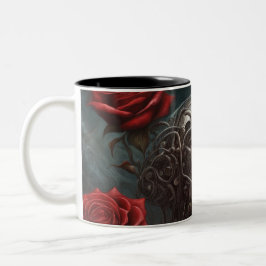 Taza Bicolor Acero y rosas 023