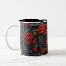Taza Bicolor Acero y rosas 027