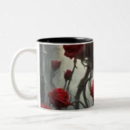 Taza Bicolor Acero y rosas 028