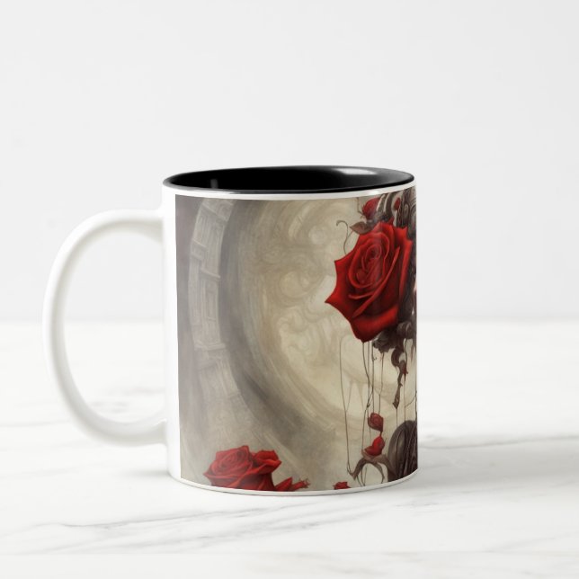 Taza Bicolor Acero y rosas 029 (Izquierda)