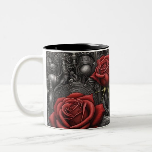 Taza Bicolor Acero y rosas 030 (Izquierda)