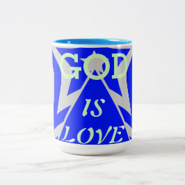 Taza Bicolor Achempong Dios es el amor Estrella azul y gris de 