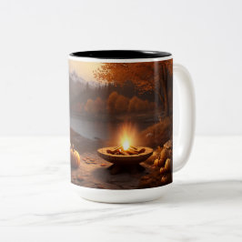 Taza Bicolor Acogedor fogonero de otoño con agua caliente de pu