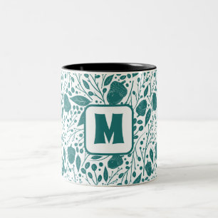 Taza Bicolor Acogedor Monograma personalizado de Navidades Retr