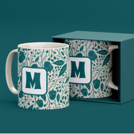 Taza Bicolor Acogedor Monograma personalizado de Navidades Retr