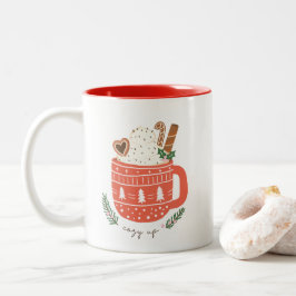 Taza Bicolor Acoger Navidades de chocolate caliente