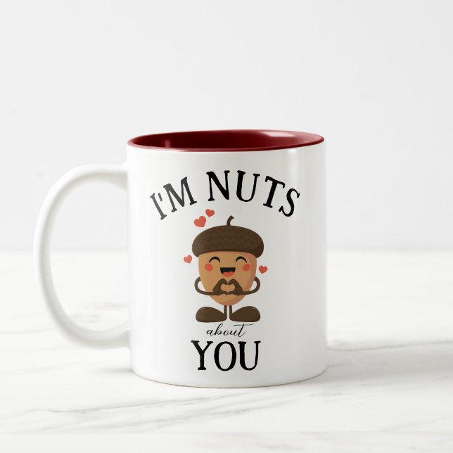 Taza Bicolor Acorn corazones graciosos (Izquierda)