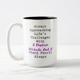 Taza Bicolor Actitud Positiva Lápiz Afilado Desafíos de la Vida
