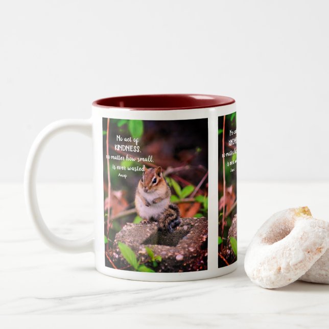 Taza Bicolor Actos De Amabilidad Cita Inspiradora Chipmunk (Con donut)
