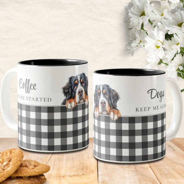 Taza Bicolor Acuarela Bernese Mountain Dog Black White Plage (Subido por el creador)