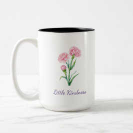 Taza Bicolor Acuarela Botánica de Clavel Rosa con Nombre Person