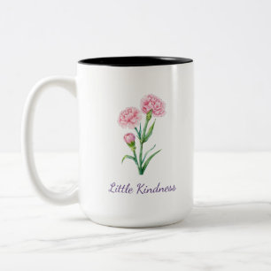 Taza Bicolor Acuarela Botánica de Clavel Rosa con Nombre Person