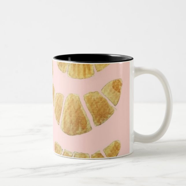 Taza Bicolor Acuarela Croissant Rosa  (Derecha)