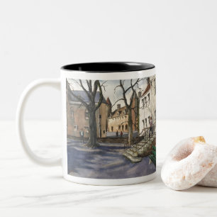 Taza Bicolor Acuarela de Brujas Bélgica en un día soleado