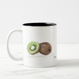 Taza Bicolor Acuarela de fruta de Kiwi