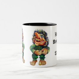 Taza Bicolor Acuarela de Ilustracion de Troll divertida en Esca