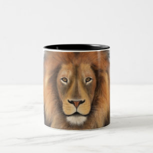 Taza Bicolor acuarela de león León rey gato de la jungla animal