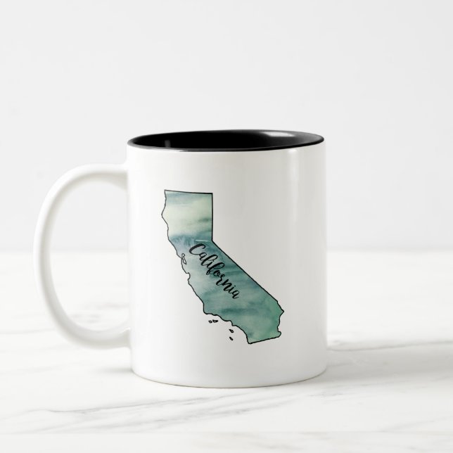 Taza Bicolor Acuarela del mapa estatal de California (Izquierda)