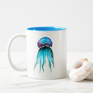 Taza Bicolor Acuarela dorada acuática moderna