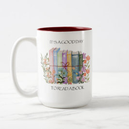Taza Bicolor Acuarela "Es un buen día para leer un libro"