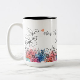 Taza Bicolor Acuarela Floral Mug para mamá con cita