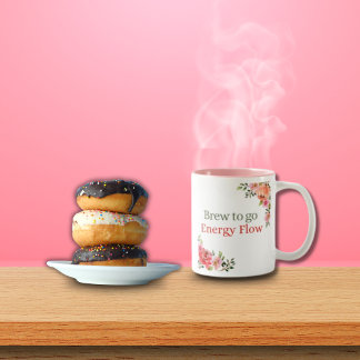 Taza Bicolor Acuarela Floral Se Inundará En El Flujo Energético