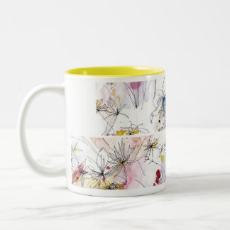Taza Bicolor Acuarela floral Té artístico