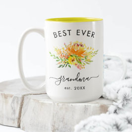 Taza Bicolor Acuarela Flores Amarillas 4 Personalizados Fotos A