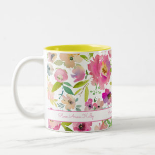 Taza Bicolor Acuarela Pastel Boho