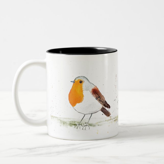 Taza Bicolor acuarela Robin (Izquierda)