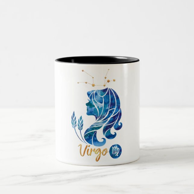 Taza Bicolor Acuarela Virgo Rótulo Zodiaco/Astrología (Centro)