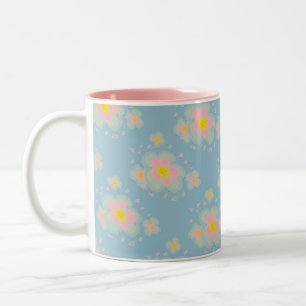 Taza Bicolor Acuario de flores de primavera y resumen rosado