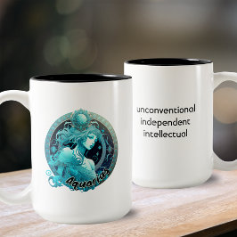 Taza Bicolor Acuario Verde azulado y color de agua negro Zodiac