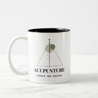Taza Bicolor Acupuncture Science Art Healing Mug  Minimalist 
