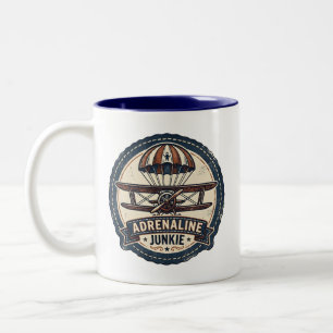 Taza Bicolor Adicto a la adrenalina Saltos en paracaídas vintag