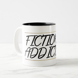 Taza Bicolor Adicto a la Ficción Moderna Tipografía Negro Oro