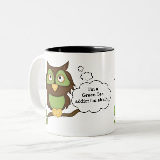 Taza Bicolor Adicto al Té Verde-Búho Verde
