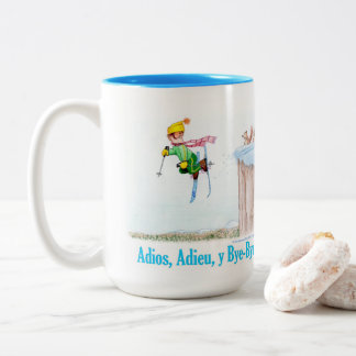 Taza Bicolor Adiós, Adieu y Bye-Bye