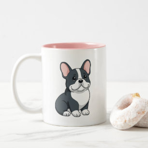 Taza Bicolor Adorable Bulldog Francés negro y blanco