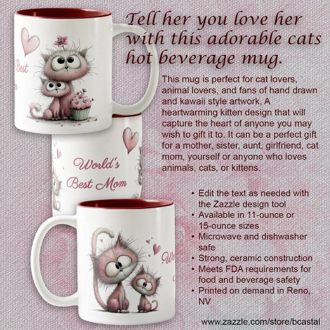 Taza Bicolor Adorable Cats Illustrations Mug (Subido por el creador)