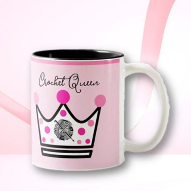 Taza Bicolor Adorable Crochet Queen Gift (Subido por el creador)