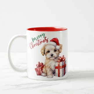 Taza Bicolor Adorable Dog Navidades Mug