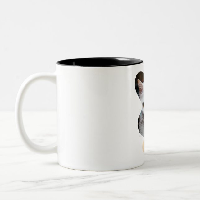 Taza Bicolor adorable gato mug (Izquierda)