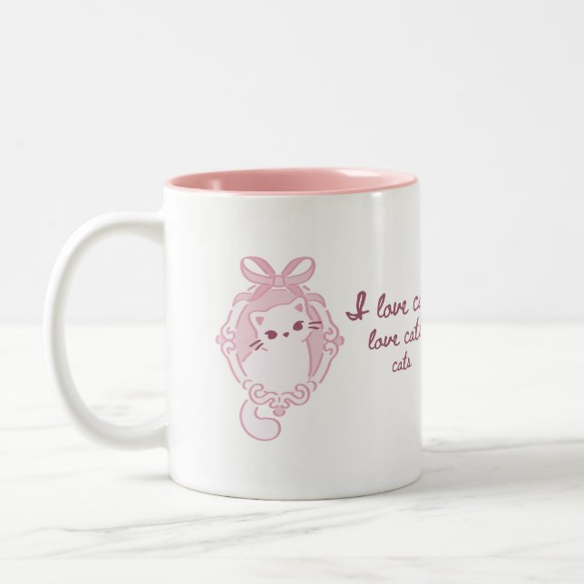 Taza Bicolor Adorable "I Love Cats" Soft (Izquierda)