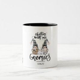 Taza Bicolor Adorables gnomos lindos de cuadros de búfalo negro