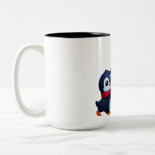 Taza Bicolor Adorno de Navidad de Pingüino Alegría