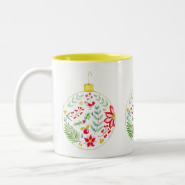 Taza Bicolor Adorno Navideño Colorido