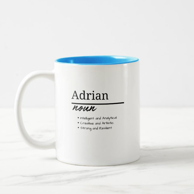 Taza Bicolor Adrian, Boy Personalised Name Definition (Izquierda)